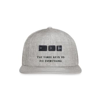 CTR + DEL + ALT: RESTART for Enthusiasts and Geeks - Snapback Baseball Cap - heather gray - Front