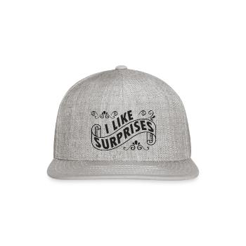 I like surprises - Snapback Baseball Cap - heather gray - Front