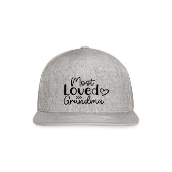 Most Loved Grandma - Snapback Baseball Cap - heather gray - Front