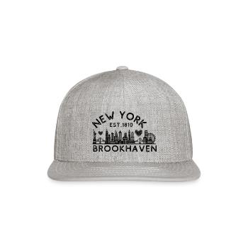 Brookhaven New York Established 1810 Home Town - Snapback Baseball Cap - heather gray - Front