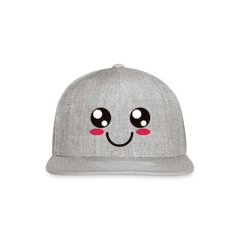Anime Eyes Mouth - Snapback Baseball Cap - heather gray - Front