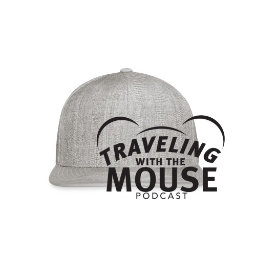 TravelingWithTheMouse logo transparent blk LG Crop - Snapback Baseball Cap