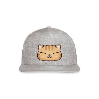Cute Orange Cat Face - Snapback Baseball Cap - heather gray - Front