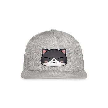 Cute Tuxedo Cat Face - Snapback Baseball Cap - heather gray - Front