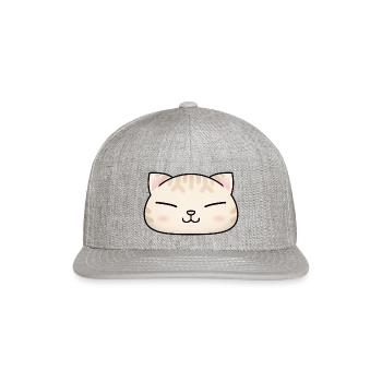 Cute Cream Cat Face - Snapback Baseball Cap - heather gray - Front