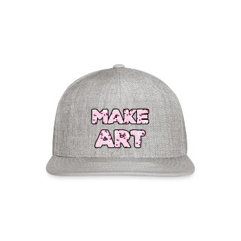 Make Art pink floral - Snapback Baseball Cap - heather gray - Front