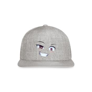 Anime eyes and mouth - Snapback Baseball Cap - heather gray - Front