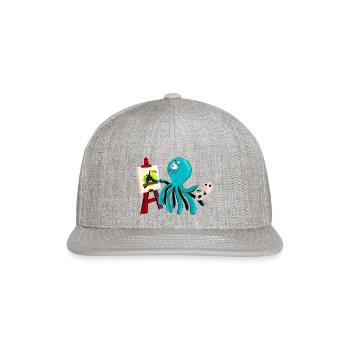Artistic Octopus Painting A Toucan - cute and fun! - Snapback Baseball Cap - heather gray - Front