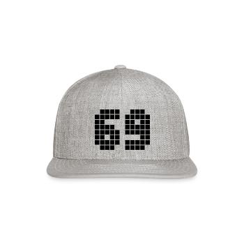 number 69 - Snapback Baseball Cap - heather gray - Front