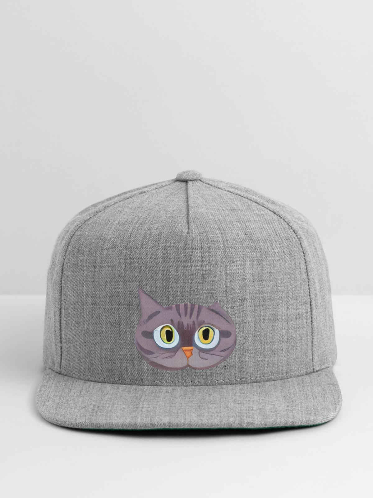 Cute Cat Face - Snapback Baseball Cap - heather gray - Front