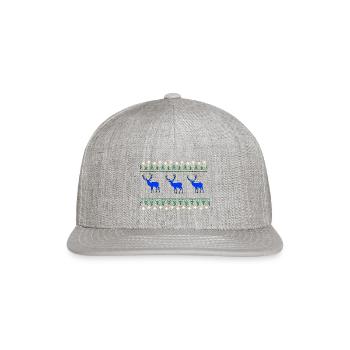 Deer ornament like knitting - Snapback Baseball Cap - heather gray - Front
