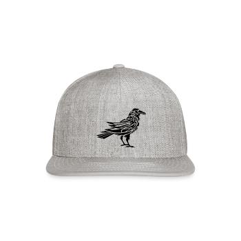 Tribal Raven BLACK - Snapback Baseball Cap - heather gray - Front