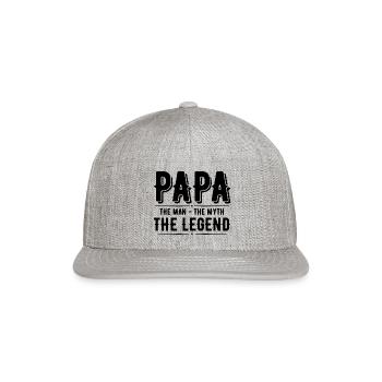 papa - Snapback Baseball Cap - heather gray - Front