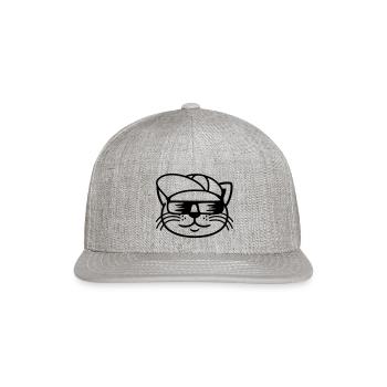 Cool sunglasses cat face - Snapback Baseball Cap - heather gray - Front