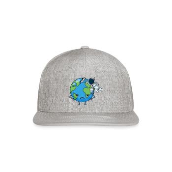 Funny Astronaut Painting Planet Earth - Snapback Baseball Cap - heather gray - Front