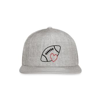 Football Heart - Snapback Baseball Cap - heather gray - Front