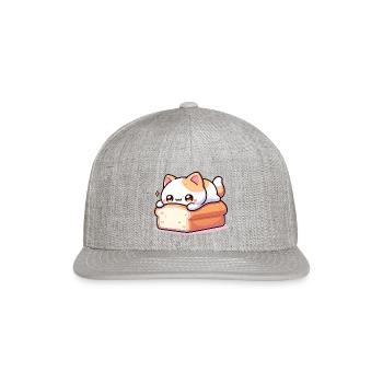 Bread Loaf Cat - Snapback Baseball Cap - heather gray - Front