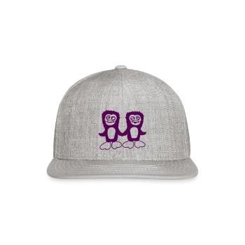 Two Penguins Team 2 Friends Confused Hands Holding - Snapback Baseball Cap - heather gray - Front