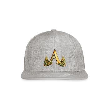 Ornate Gold A Monogram - Snapback Baseball Cap - heather gray - Front