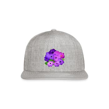 Violet Flowers Watercolor - Snapback Baseball Cap - heather gray - Front