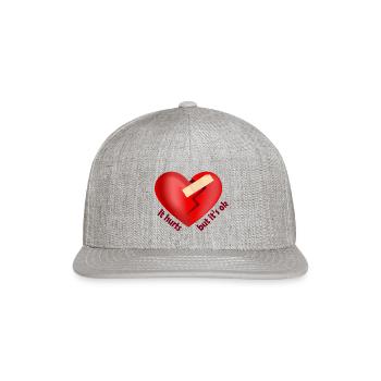Valentine's broken heart healed with patch - Snapback Baseball Cap - heather gray - Front