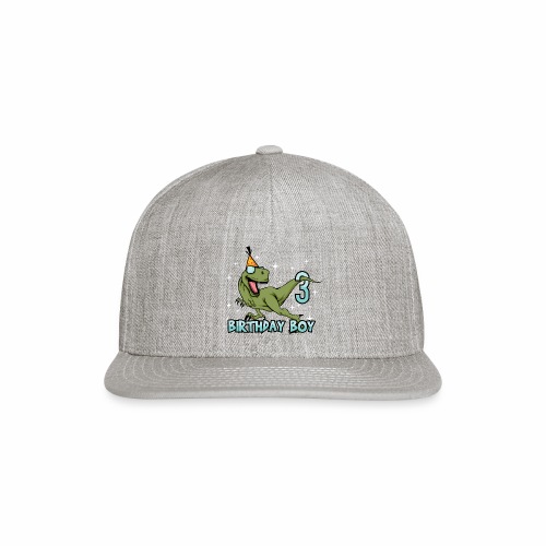 Happy Birthday Boy Dino Dinosaur 3 Gift Idea - Snapback Baseball Cap