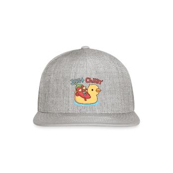 Funny Chili On Ducky Pool Float Just Chilin Pun - Snapback Baseball Cap - heather gray - Front