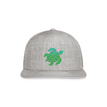 Green Sea Turtle Ocean Swimming - Snapback Baseball Cap - heather gray - Front