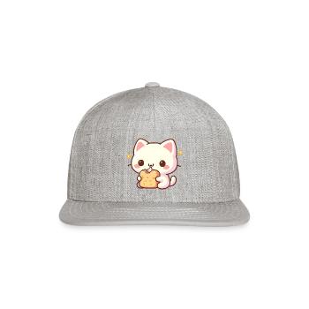 Garlic Toast Cat - Snapback Baseball Cap - heather gray - Front