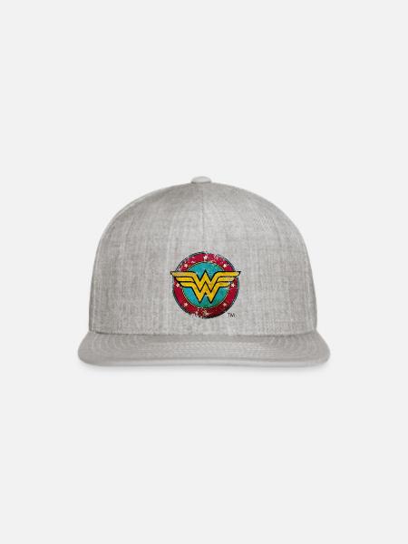 Wonder Woman Logo Distressed - Snapback Baseball Cap - heather gray