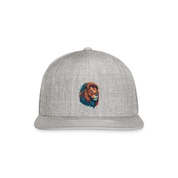 Lion - Snapback Baseball Cap - heather gray - Front