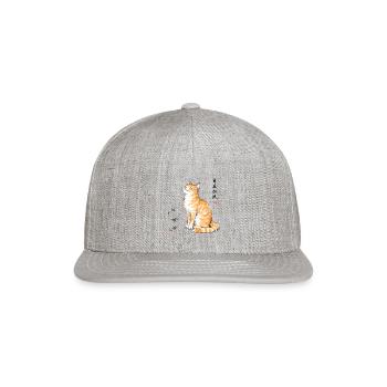 Joyful Zen Orange Cat - Snapback Baseball Cap - heather gray - Front