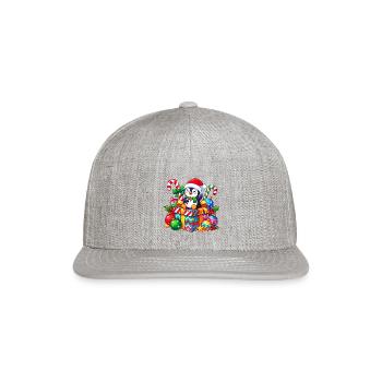 Penguin Santa on Colorful Gift - Snapback Baseball Cap - heather gray - Front