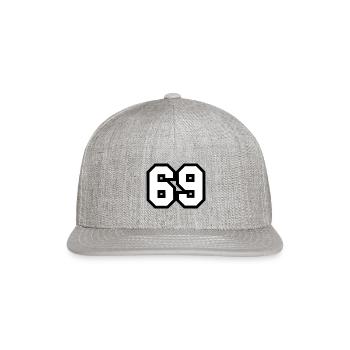 69 number - Snapback Baseball Cap - heather gray - Front
