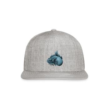 prehistoric axolotl blue color - Snapback Baseball Cap - heather gray - Front