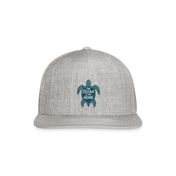 The Ocean Is My Home | Tribal Turtle Ocean Design - Snapback Baseball Cap - heather gray - Front