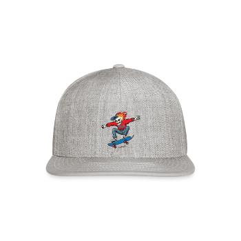 Flaming Skull Skater - Snapback Baseball Cap - heather gray - Front