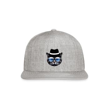 Blues Cat 5 Color - Snapback Baseball Cap - heather gray - Front
