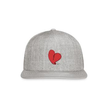 broken heart sad red - Snapback Baseball Cap - heather gray - Front
