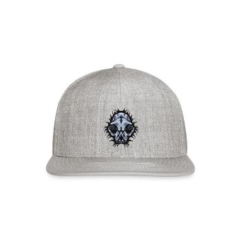 Cat Skull Bursting out gray scale oddities - Snapback Baseball Cap - heather gray - Front
