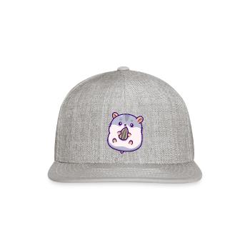 Cute Hamster Eating Sunflower Seed - Snapback Baseball Cap - heather gray - Front