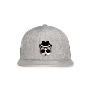 Blues Cat 3 Color - Snapback Baseball Cap - heather gray - Front