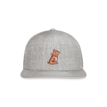 Cute Orange Tabby Kitten with Bow - Snapback Baseball Cap - heather gray - Front