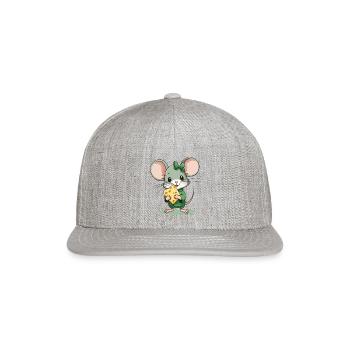 Cute mouse with cheese - Snapback Baseball Cap - heather gray - Front