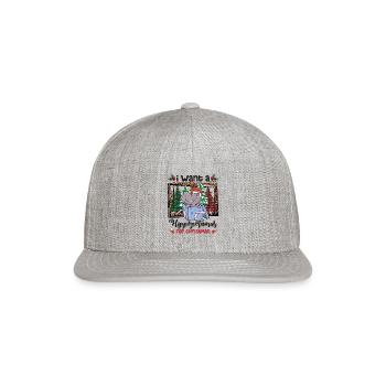 Hippopotamus Santa Pine Trees Buffalo Plaid - Snapback Baseball Cap - heather gray - Front