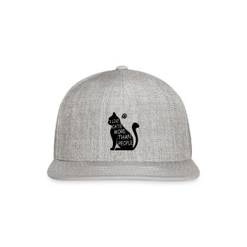 I Like Cats More Than People - Snapback Baseball Cap - heather gray - Front