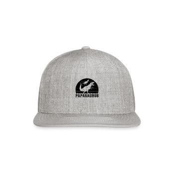 Papa Saurus Papa Dino Papa Dinosaur - Papasaurus - Snapback Baseball Cap - heather gray - Front
