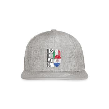 Paraguayan And Italian Mix Heritage DNA Flag - Snapback Baseball Cap - heather gray - Front