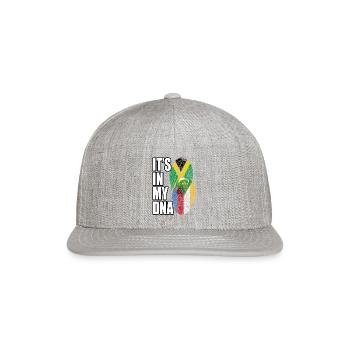 Comoran And Jamaican Mix Heritage DNA Flag - Snapback Baseball Cap - heather gray - Front