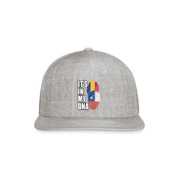 Chadian And Chilean Mix Heritage DNA Flag - Snapback Baseball Cap - heather gray - Front
